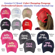 C.C Ponycap Adjustable Color Changing Embroidered Quote CC Ponytail Cap  eb-75781553
